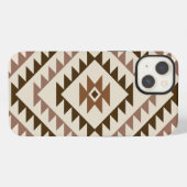 Aztec-Diamantmuster-Design Braun+Creme iPhone Hülle (Rückseite (Horizontal))