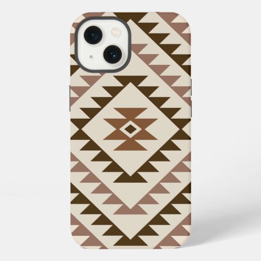 Aztec-Diamantmuster-Design Braun+Creme iPhone Hülle (Rückseite)