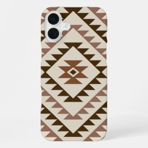 Aztec-Diamantmuster-Design Braun+Creme iPhone 16 Plus Hülle