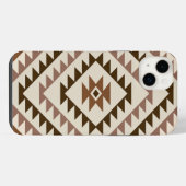 Aztec-Diamantmuster-Design Braun+Creme iPhone Hülle (Rückseite (Horizontal))