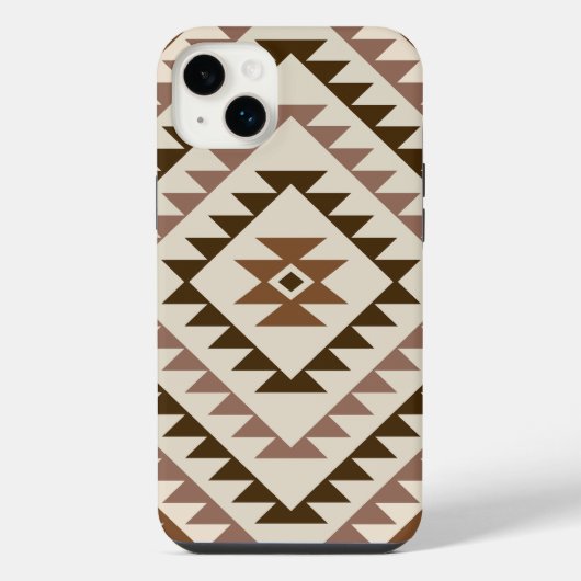 Aztec-Diamantmuster-Design Braun+Creme iPhone Hülle (Rückseite)