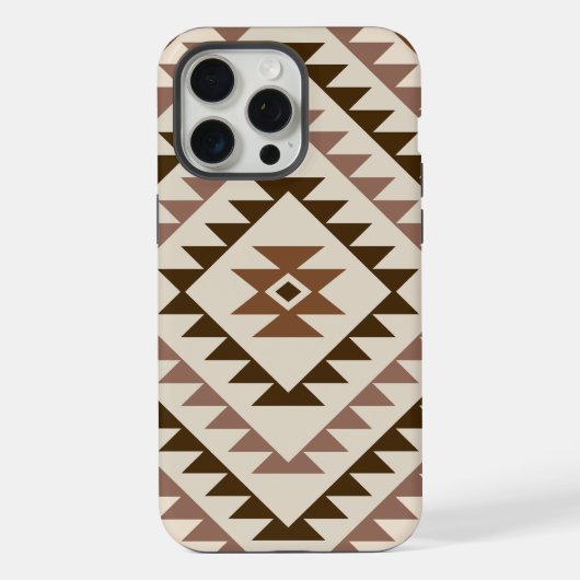 Aztec-Diamantmuster-Design Braun+Creme iPhone Hülle (Rückseite)