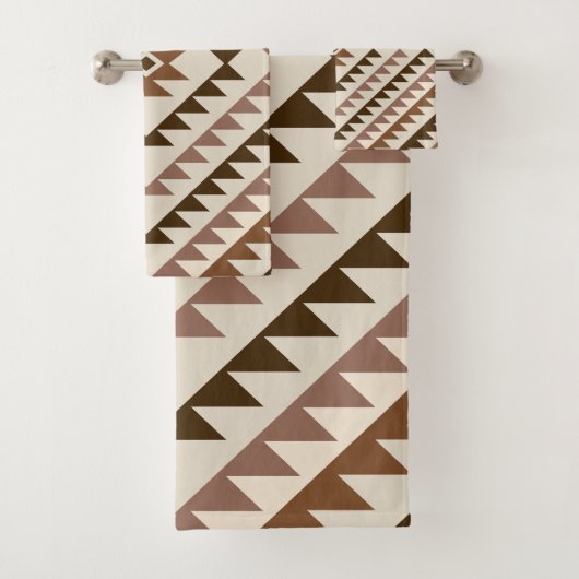 Aztec Diamond Motif Design Browns+Cream Badhandtuch Set (Insitu)