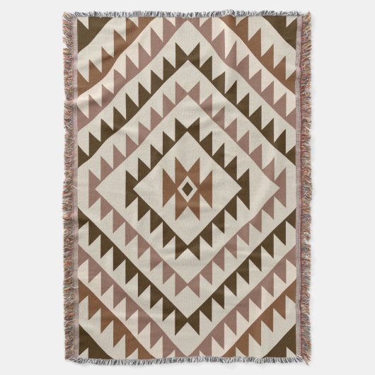 Aztec Diamond Motif Design Browns+Cream Decke (Vorderseite Vertikal)