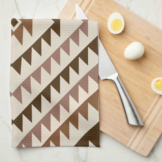 Aztec Diamond Motif Design Browns+Cream Geschirrtuch (Viertel Falte)