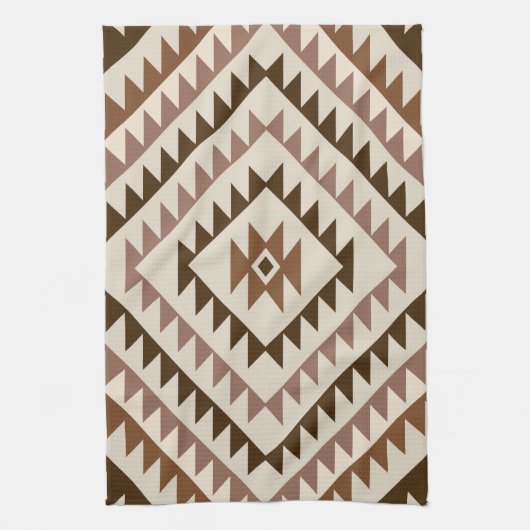 Aztec Diamond Motif Design Browns+Cream Geschirrtuch (Vertikal)