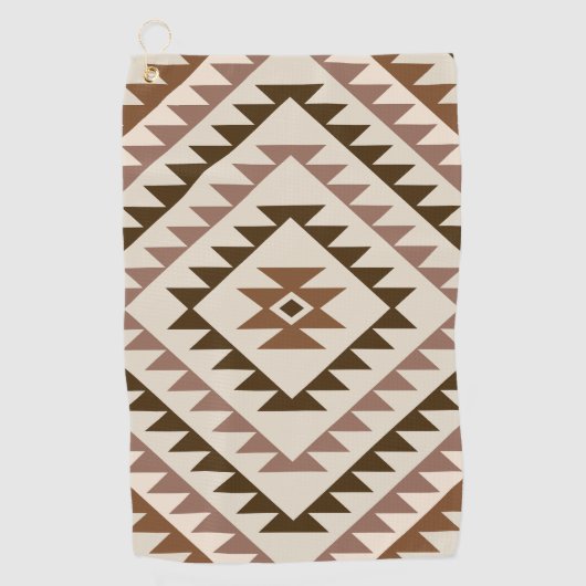 Aztec Diamond Motif Design Browns+Cream Golfhandtuch (Vorderseite)