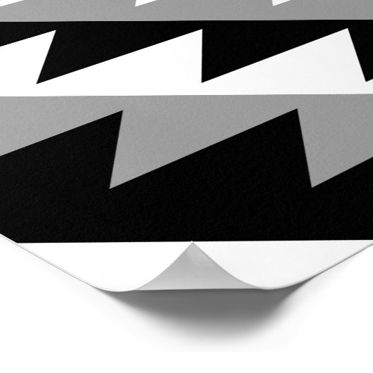 Aztec Diamond Motif Design Schwarz-weiß Grau Poster (Ecke)