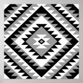 Aztec Diamond Motif Design Schwarz-weiß Grau Poster (Vorne)