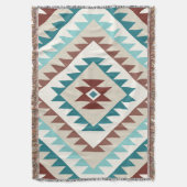 Aztec Diamond (v) Motif Design Teals Creams Browns Decke (Vorderseite Vertikal)