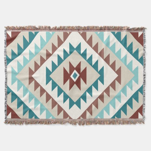 Aztec Diamond (v) Motif Design Teals Creams Browns Decke (Vorderseite)