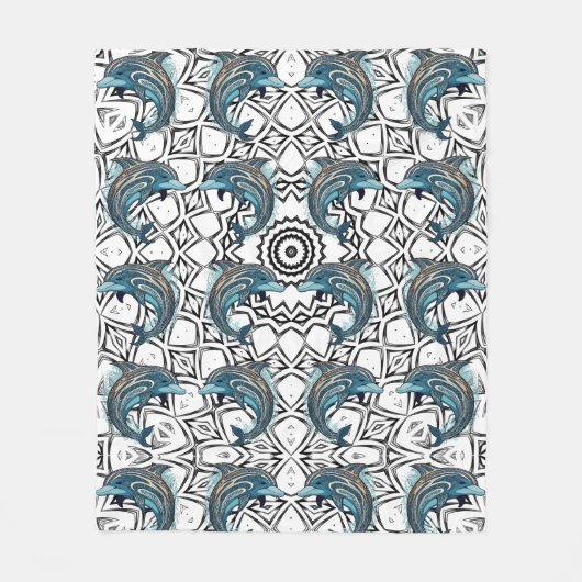 Aztec Dolphin Pattern Fleecedecke (Vorderseite)
