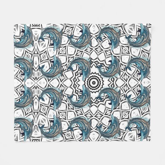 Aztec Dolphin Pattern Fleecedecke (Vorderseite (Horizontal))