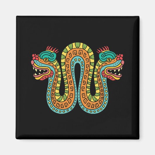Aztec Double Heart Serpent Snake Mexiko Art Magnet (Vorne)