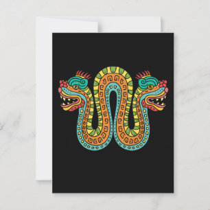 Aztec Double Heart Serpent Snake Mexiko Art Postkarte