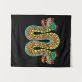 Aztec Double Heart Serpent Snake Mexiko Art Wandteppich (Vorderseite (Horizontal))
