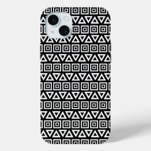 Aztec Dreiecke+Quadrate Muster Weiß auf Schwarz Case-Mate iPhone Hülle