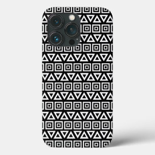 Aztec Dreiecke+Quadrate Muster Weiß auf Schwarz Case-Mate iPhone Hülle