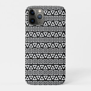 Aztec Dreiecke+Quadrate Muster Weiß auf Schwarz Case-Mate iPhone Hülle