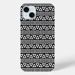 Aztec Dreiecke+Quadrate Muster Weiß auf Schwarz Case-Mate iPhone Hülle