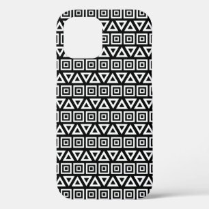 Aztec Dreiecke+Quadrate Muster Weiß auf Schwarz Case-Mate iPhone Hülle