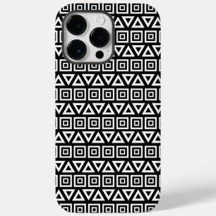 Aztec Dreiecke+Quadrate Muster Weiß auf Schwarz Case-Mate iPhone 14 Pro Max Hülle
