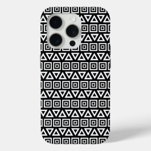 Aztec Dreiecke+Quadrate Muster Weiß auf Schwarz Case-Mate iPhone Hülle