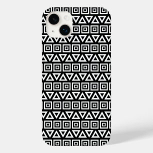 Aztec Dreiecke+Quadrate Muster Weiß auf Schwarz Case-Mate iPhone 14 Plus Hülle
