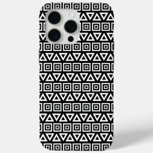 Aztec Dreiecke+Quadrate Muster Weiß auf Schwarz Case-Mate iPhone Hülle