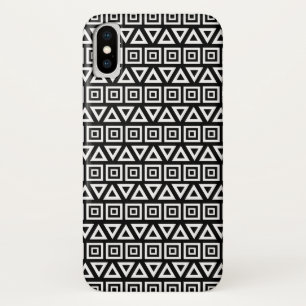 Aztec Dreiecke+Quadrate Muster Weiß auf Schwarz Case-Mate iPhone Hülle