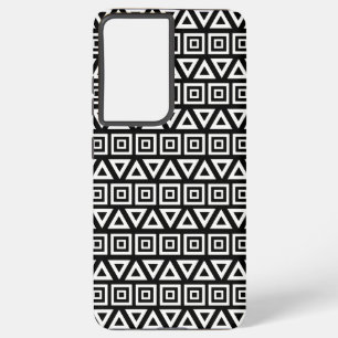 Aztec Dreiecke+Quadrate Muster Weiß auf Schwarz Samsung Galaxy Hülle