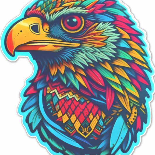 Aztec Eagle Art Alte Majestät in moderner Form Aufkleber (Vorderseite)