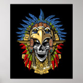 Aztec Eagle Skull Indischer Kriegermaske Poster (Vorne)