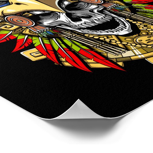 Aztec Eagle Skull Indischer Kriegermaske Poster (Ecke)