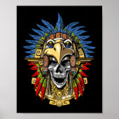 Aztec Eagle Skull Indischer Kriegermaske Poster (Vorne)