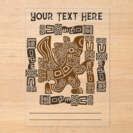 Aztec Eagle Warrior Tribal Alte Kunst Acryleinladungen (Vorderseite)