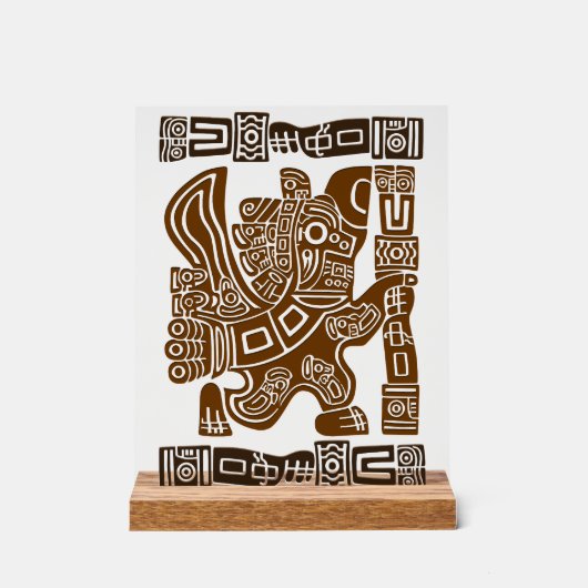 Aztec Eagle Warrior Tribal Alte Kunst Acrylschild (Vorderseite)