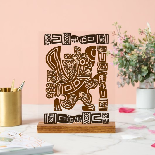 Aztec Eagle Warrior Tribal Alte Kunst Acrylschild (Hochzeit)