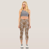 Aztec Eagle Warrior Tribal Alte Kunst Capri Leggings (Vorderseite)