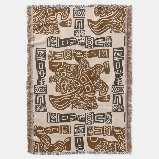 Aztec Eagle Warrior Tribal Alte Kunst Decke (Vorderseite Vertikal)