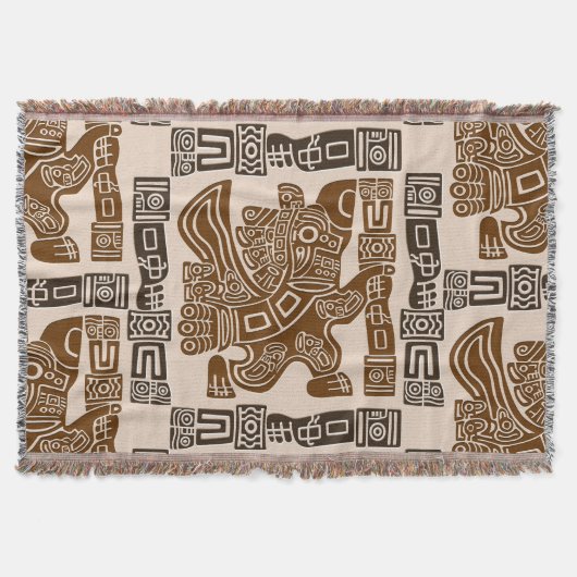 Aztec Eagle Warrior Tribal Alte Kunst Decke (Vorderseite)