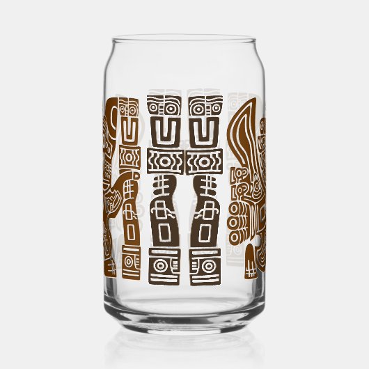 Aztec Eagle Warrior Tribal Alte Kunst Dosenglas (Links)