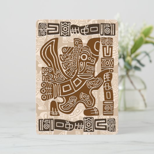 Aztec Eagle Warrior Tribal Alte Kunst Einladung (Stehend Vorderseite)