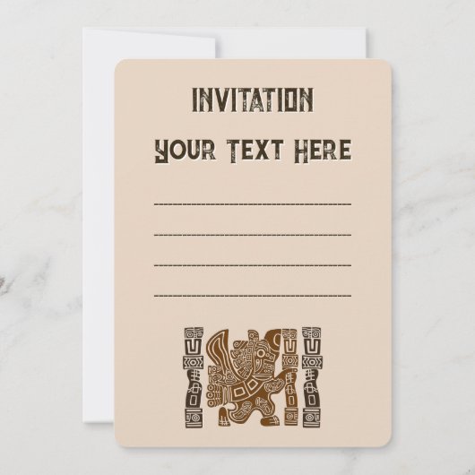 Aztec Eagle Warrior Tribal Alte Kunst Einladung (Rückseite)