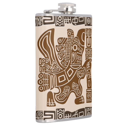 Aztec Eagle Warrior Tribal Alte Kunst Flachmann (Rechts)