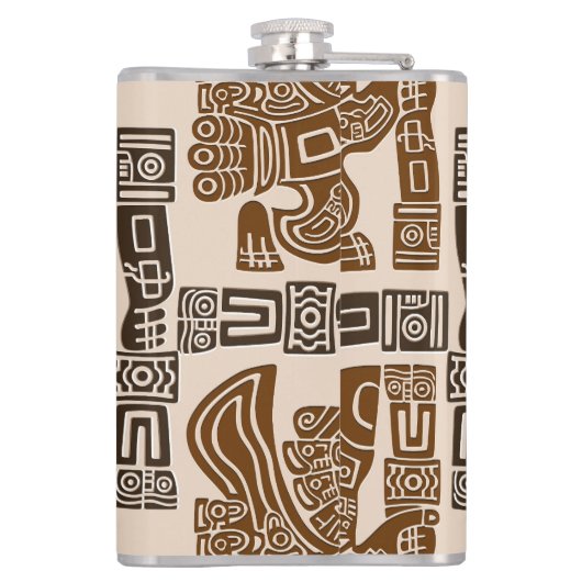 Aztec Eagle Warrior Tribal Alte Kunst Flachmann (Rückseite)