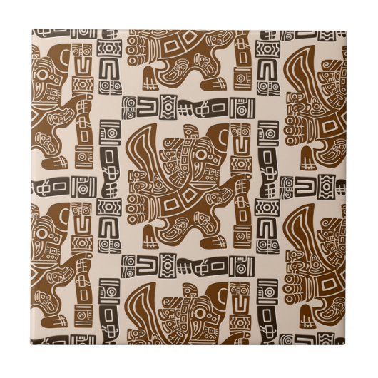 Aztec Eagle Warrior Tribal Alte Kunst Fliese (Vorderseite)
