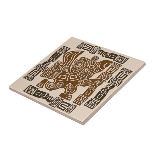 Aztec Eagle Warrior Tribal Alte Kunst Fliese (Seite)