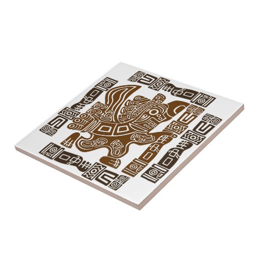 Aztec Eagle Warrior Tribal Alte Kunst Fliese (Seite)