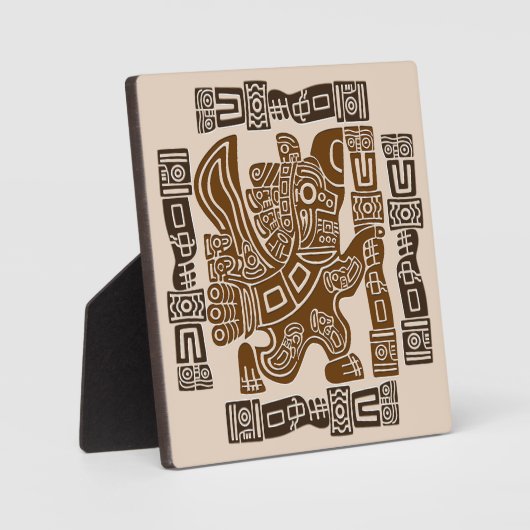 Aztec Eagle Warrior Tribal Alte Kunst Fotoplatte (Vorderseite)